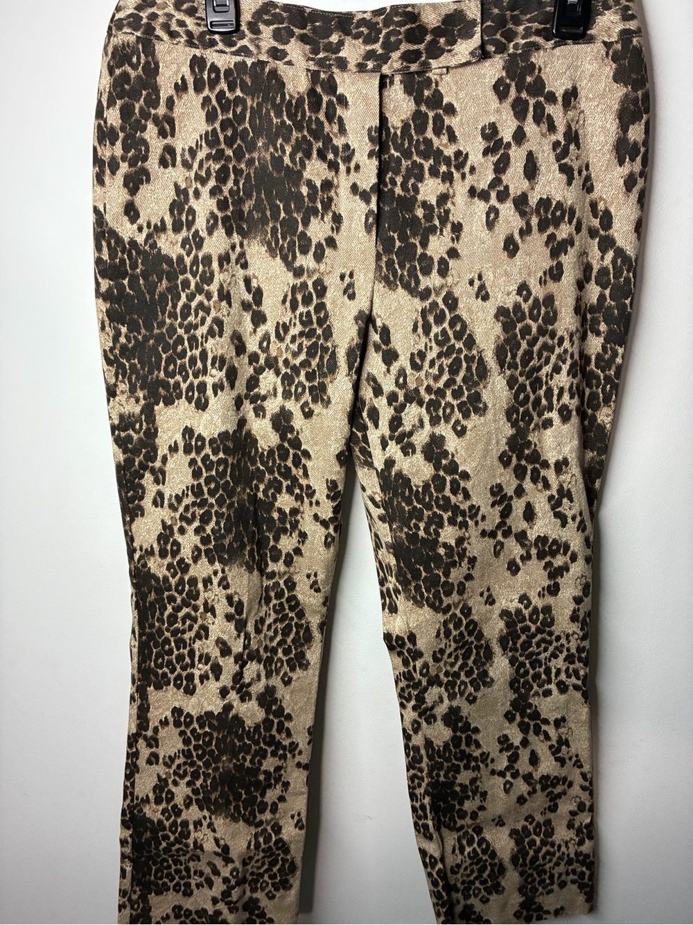 Leopard-Print Ponte Trousers in Tan and Black